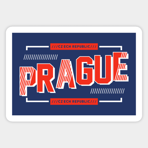 Retro Prague Czech Republic Word Art Vintage Praha Sticker by Now Boarding